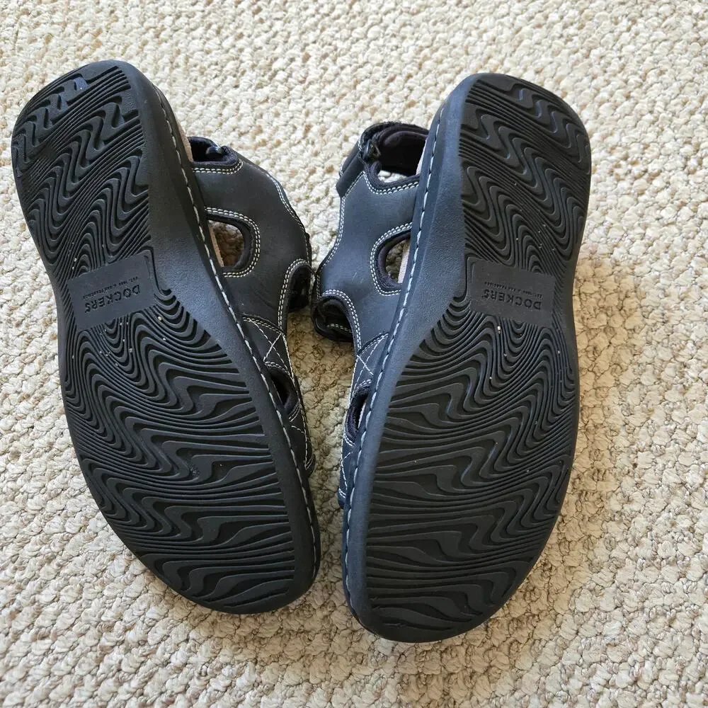 Mens Dockers Newpage Black Slingback Memory Foam Sport River Sandals Size US 8M